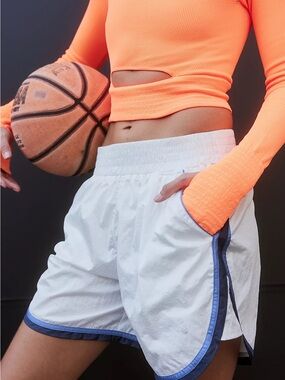 FP Movement by Free People White Athletic Shorts with Blue Trim